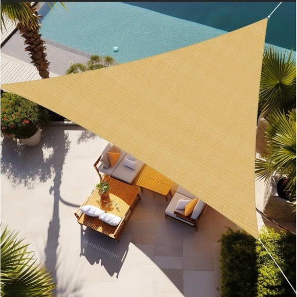 Triangle Shade Sail 16'x16'x16' With Ropes Mocha New in Box - Picture 1 of 8